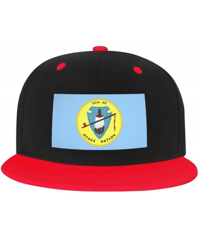 Flag of The Osage Nation Baseball Cap for Men Women Snapback Hat Adjustable Flat Bill Hats Red $11.37 Baseball Caps