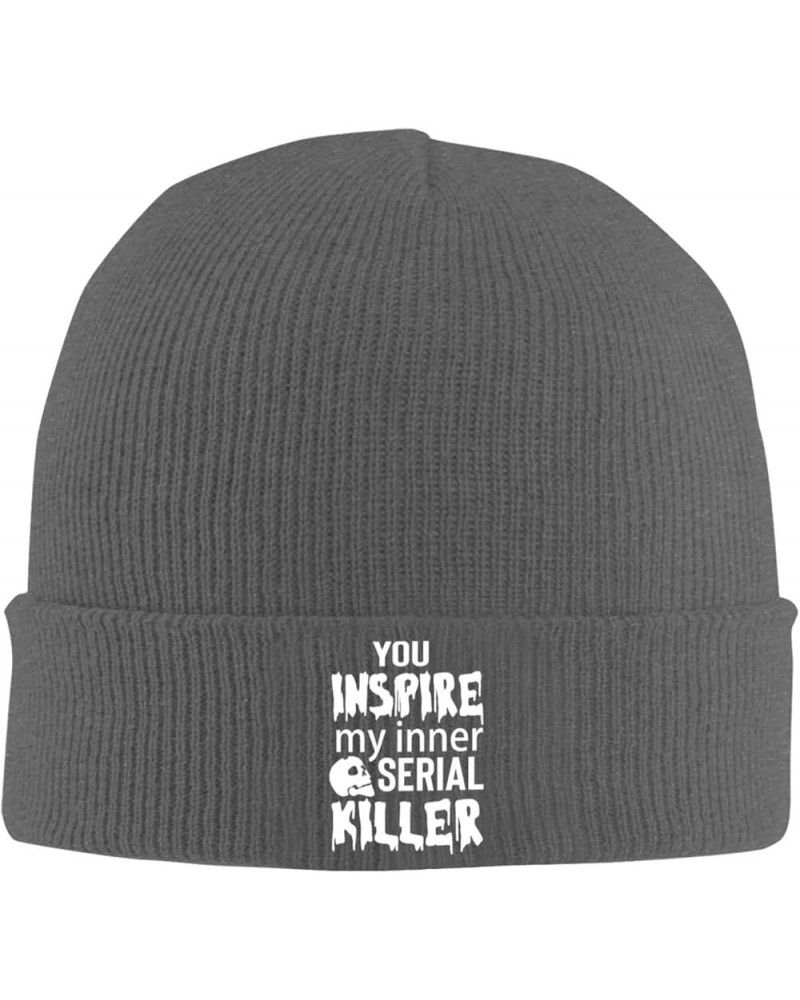 You Inspire My Inner Serial Killer Daily Knit Beanie Cap for Men Women Warm Snug Hat Deep Heather $11.18 Skullies & Beanies