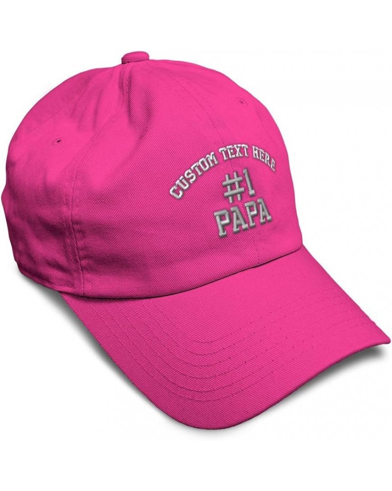 Custom Soft Baseball Cap Number 1 Papa Embroidery Dad Daddy Twill Cotton Dad Dad Hats for Men & Women Hot Pink Personalized T...