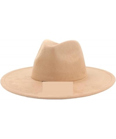 Big Brim Jazz Fedora Men's Fabric Heart Felt Women's Party Scarf Hat Beige $22.22 Fedoras