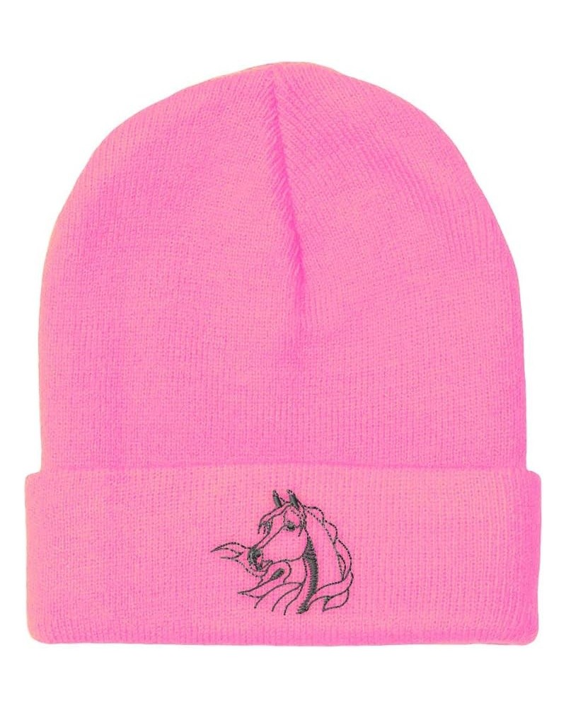 Beanies for Men Western Arabian Horse C Horses Cattle Winter Hats for Women Acrylic Skull Cap 1 Size Soft Pink Design Only $1...