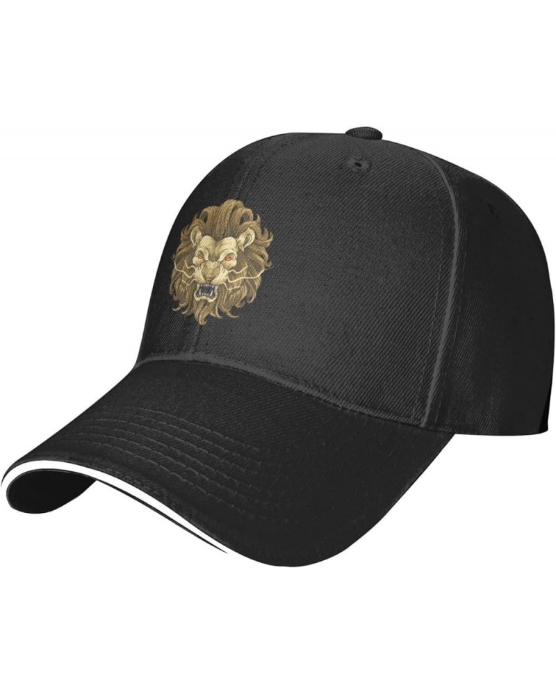 Lion Head Baseball Cap for Men Women Adjustable Funny Dad Hat Black $10.61 Baseball Caps