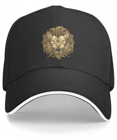 Lion Head Baseball Cap for Men Women Adjustable Funny Dad Hat Black $10.61 Baseball Caps