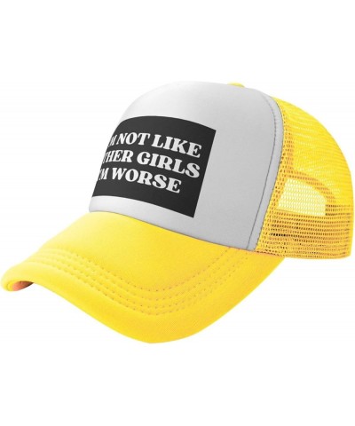 I'm Not Like Other Girls I'm Worse Hats Mesh Hat Cute Baseball Cap Sun Trucker Hat Men Women Yellow $12.42 Baseball Caps