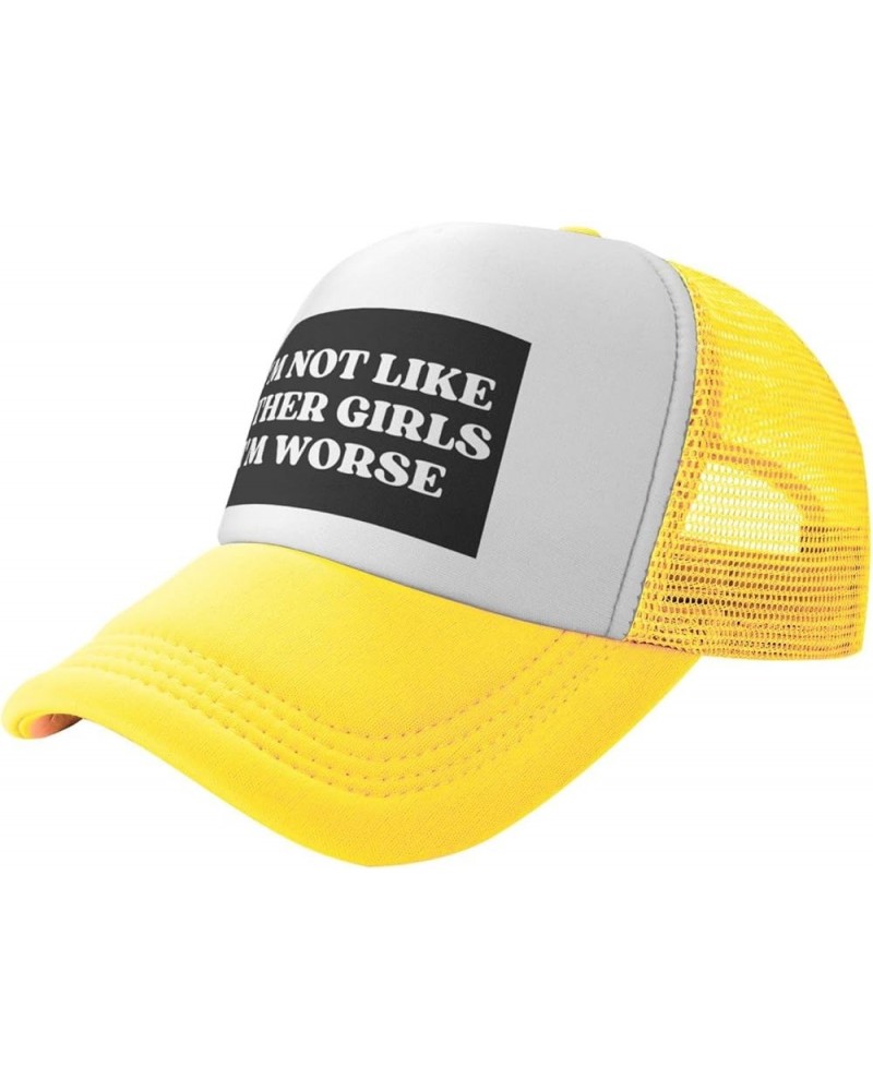 I'm Not Like Other Girls I'm Worse Hats Mesh Hat Cute Baseball Cap Sun Trucker Hat Men Women Yellow $12.42 Baseball Caps