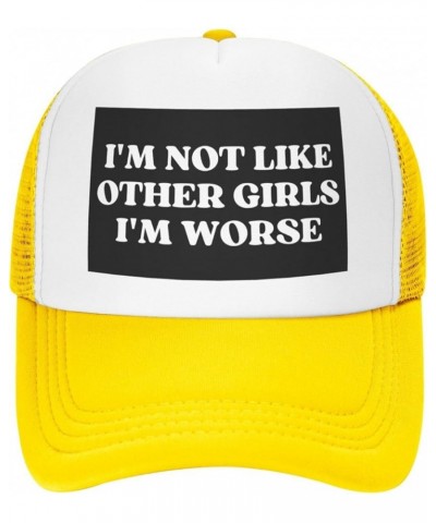 I'm Not Like Other Girls I'm Worse Hats Mesh Hat Cute Baseball Cap Sun Trucker Hat Men Women Yellow $12.42 Baseball Caps