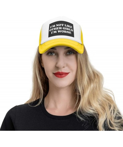 I'm Not Like Other Girls I'm Worse Hats Mesh Hat Cute Baseball Cap Sun Trucker Hat Men Women Yellow $12.42 Baseball Caps