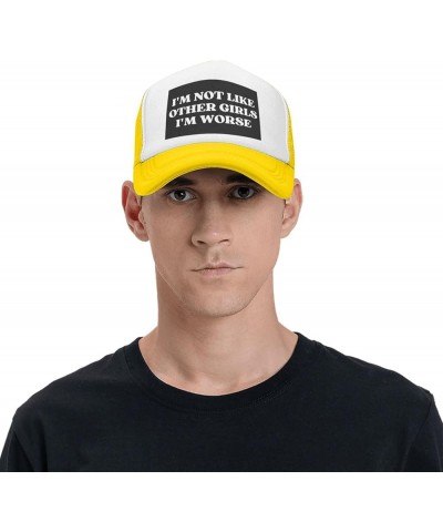 I'm Not Like Other Girls I'm Worse Hats Mesh Hat Cute Baseball Cap Sun Trucker Hat Men Women Yellow $12.42 Baseball Caps