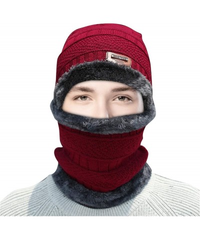 Yarn Hat Knitted Dome Men's Pullover Hat Hat Patchwork Women's and Hat Cold Warm and Yarn Solid Baseball Caps D-red $12.14 Sk...