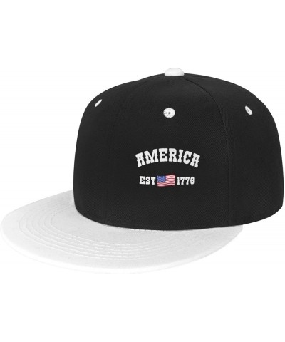 America Est 1776 Patriotic 4th of July Trucker Hat Men Baseball Cap Women Dad Hat Sun Hat Ponytail Hat White White $6.61 Base...