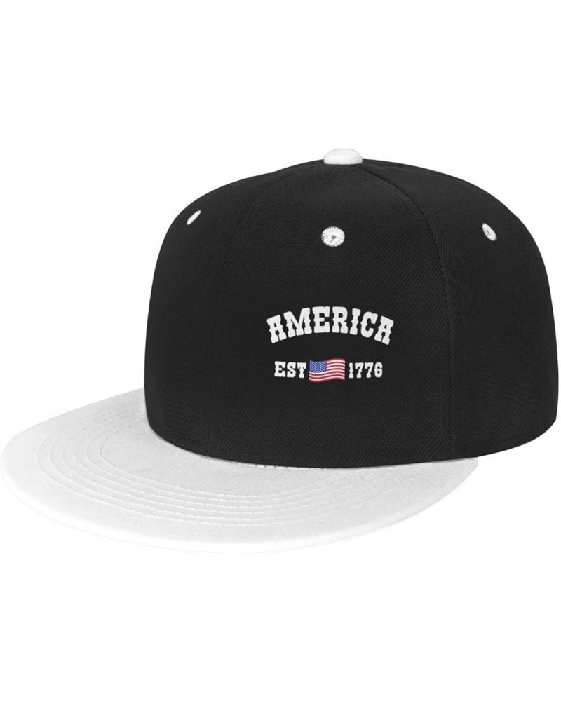 America Est 1776 Patriotic 4th of July Trucker Hat Men Baseball Cap Women Dad Hat Sun Hat Ponytail Hat White White $6.61 Base...