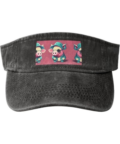 Cute Pig Sun Visor Hats,Open Top Hat for Women and Men,Fishing-Hats,Adult Sunscreen Visor Cap Black $14.23 Visors