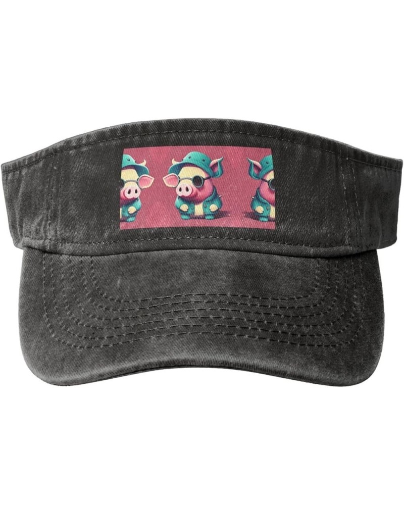 Cute Pig Sun Visor Hats,Open Top Hat for Women and Men,Fishing-Hats,Adult Sunscreen Visor Cap Black $14.23 Visors