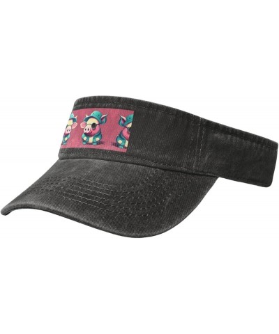 Cute Pig Sun Visor Hats,Open Top Hat for Women and Men,Fishing-Hats,Adult Sunscreen Visor Cap Black $14.23 Visors