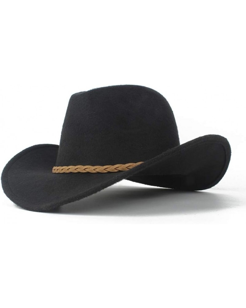 Men's and women's authentic western cowboy hat, fashion hat leather belt cap, jazz hat, roll-up hat, wide hat, jazz hat Dark ...