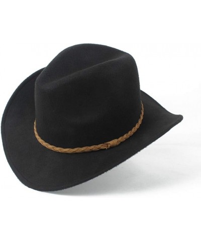 Men's and women's authentic western cowboy hat, fashion hat leather belt cap, jazz hat, roll-up hat, wide hat, jazz hat Dark ...