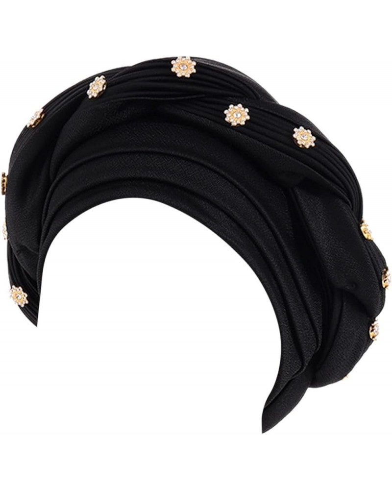 Turbans for Women Lovely Breathable Wrap Light Comfy Headscarf Cap Stretchy Head Covers Muslim Ruffle Chemo Beanie Black $8.5...