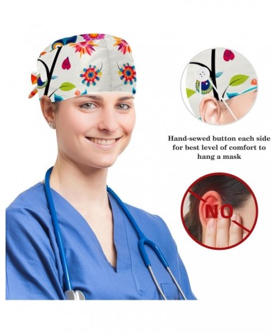 Scrub Hat,Working Head Cover with Buttons and Cotton Sweatband H966h7lcth $7.33 Skullies & Beanies