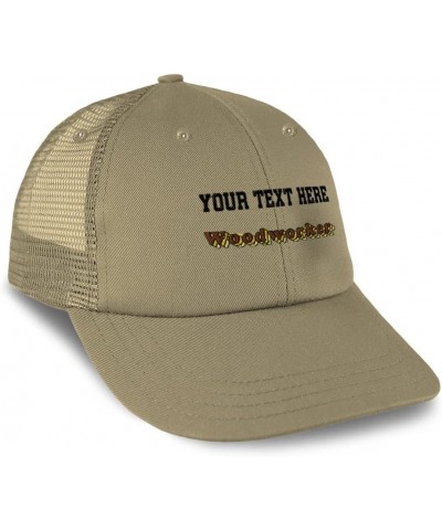 Custom Custom Trucker Hat Baseball Cap Woodworker Logger Cotton Wood Dad Hats for Men & Women Khaki Personalized Text Here $1...