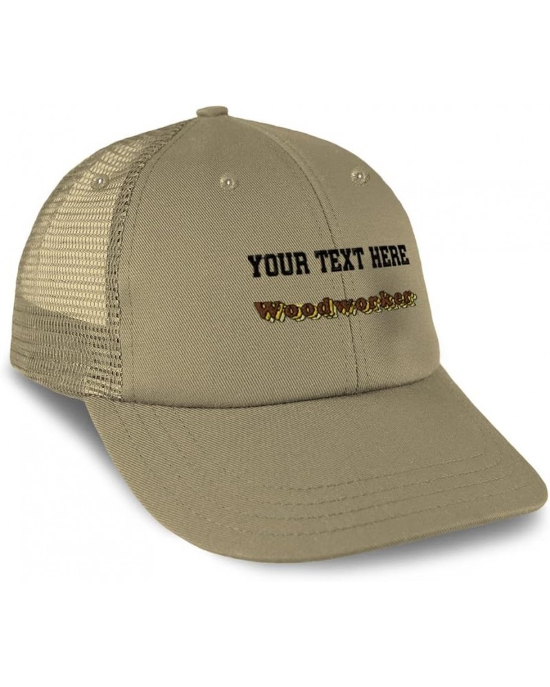 Custom Custom Trucker Hat Baseball Cap Woodworker Logger Cotton Wood Dad Hats for Men & Women Khaki Personalized Text Here $1...