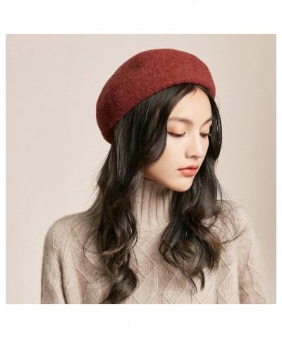 Beret for Women Girls French Artist Warm Wool Winter Beanie Hats Vintage Plain Berets Cap Khaki $16.52 Berets