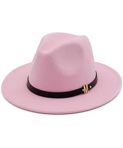 Unisex Felt Jazz Fedora Hat Flat Brimmed Gambler HAT Trilby Attractor Hat Pink 55-58cm $17.69 Fedoras