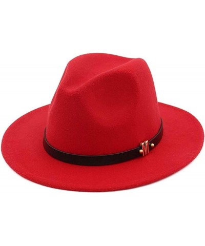 Unisex Felt Jazz Fedora Hat Flat Brimmed Gambler HAT Trilby Attractor Hat Pink 55-58cm $17.69 Fedoras