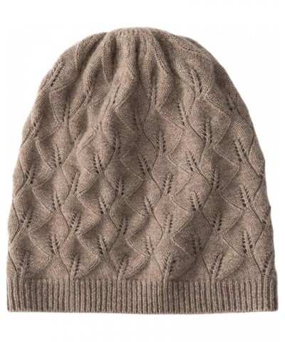 Winter Women Hats Casual Solid Color Jacquard Cashmere Knitted Headgears Keep Warm Beanie Cap Khaki9 $31.50 Skullies & Beanies