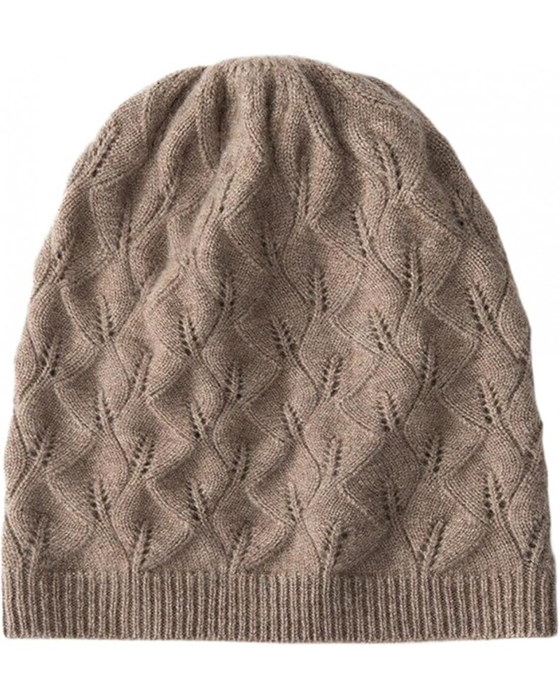 Winter Women Hats Casual Solid Color Jacquard Cashmere Knitted Headgears Keep Warm Beanie Cap Khaki9 $31.50 Skullies & Beanies