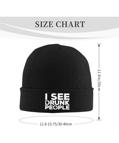 I See Drunk People Beanie Hat Winter Warm Skull Beanie for Men Women Black $13.39 Skullies & Beanies