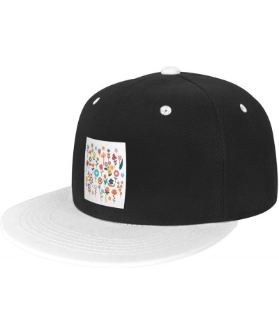 Seamless Diagram of Floral Combinations Baseball Cap for Men Women Snapback Hat Adjustable Flat Bill Hats White $9.89 Basebal...