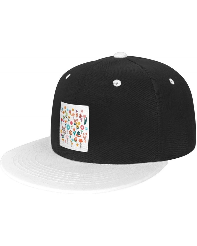 Seamless Diagram of Floral Combinations Baseball Cap for Men Women Snapback Hat Adjustable Flat Bill Hats White $9.89 Basebal...