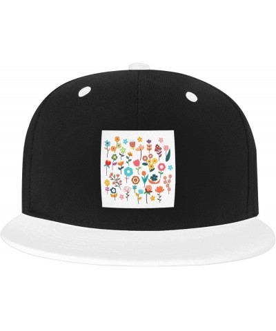 Seamless Diagram of Floral Combinations Baseball Cap for Men Women Snapback Hat Adjustable Flat Bill Hats White $9.89 Basebal...