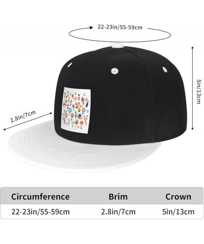 Seamless Diagram of Floral Combinations Baseball Cap for Men Women Snapback Hat Adjustable Flat Bill Hats White $9.89 Basebal...