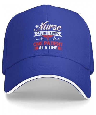 Nurse Saving Lives One Patient at A Time Baseball Cap Sandwich Brim Hats for Men Women Adjustable Caps Blue $11.48 Baseball Caps