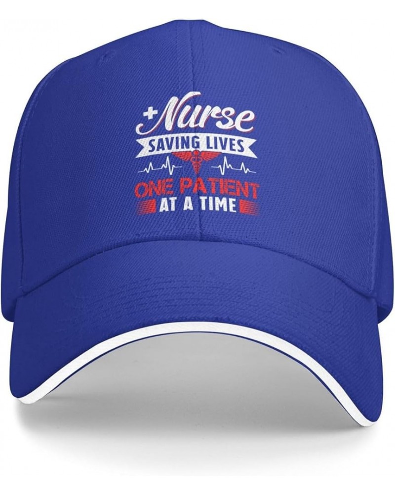 Nurse Saving Lives One Patient at A Time Baseball Cap Sandwich Brim Hats for Men Women Adjustable Caps Blue $11.48 Baseball Caps