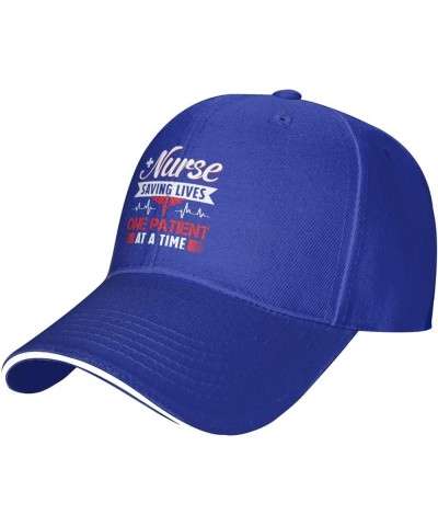 Nurse Saving Lives One Patient at A Time Baseball Cap Sandwich Brim Hats for Men Women Adjustable Caps Blue $11.48 Baseball Caps