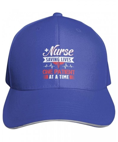 Nurse Saving Lives One Patient at A Time Baseball Cap Sandwich Brim Hats for Men Women Adjustable Caps Blue $11.48 Baseball Caps