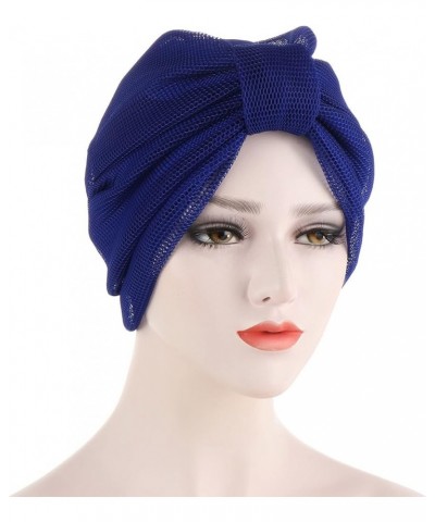 Women Head Scarf Pre-Tied Head Scarves Beanie Covers Cap Stretch Print Sleep Turban Hat Ruffle Beanie Scarf Blue $7.06 Skulli...