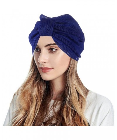 Women Head Scarf Pre-Tied Head Scarves Beanie Covers Cap Stretch Print Sleep Turban Hat Ruffle Beanie Scarf Blue $7.06 Skulli...