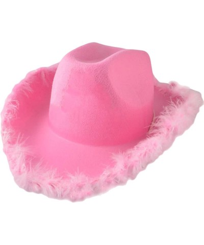 Pink Cowboy Hat with Pull-up Brim Felt Cowboy Hats for Men Party Costume Accessories Cowgirl Hat for Women Girls Pink3 $25.31...