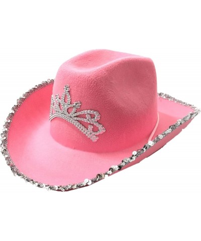 Pink Cowboy Hat with Pull-up Brim Felt Cowboy Hats for Men Party Costume Accessories Cowgirl Hat for Women Girls Pink3 $25.31...