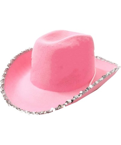 Pink Cowboy Hat with Pull-up Brim Felt Cowboy Hats for Men Party Costume Accessories Cowgirl Hat for Women Girls Pink3 $25.31...