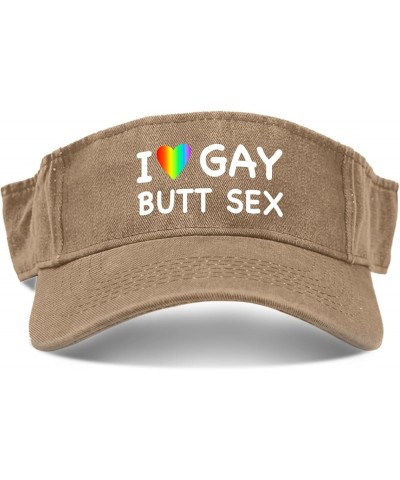 I Love Gay Butt Sex Hat Visor Hats for Adult Sun Visor Hat Stylish Visor Caps Pigment Khaki $11.38 Visors