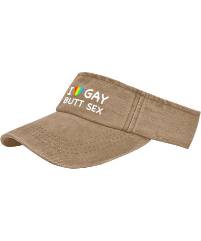 I Love Gay Butt Sex Hat Visor Hats for Adult Sun Visor Hat Stylish Visor Caps Pigment Khaki $11.38 Visors