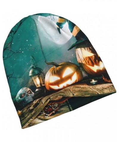 Halloween Pumpkin Printing Thin Slouchy Beanie Hat Soft Lightweight Hip-Hop Beanie Cap Running Beanie for Men Women Black $12...