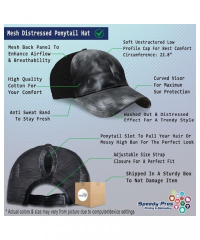 Custom Womens Ponytail Cap Veterinarian Medical Cotton Veterinary Distressed Trucker Hat Tie Dye Black Design Only $14.70 Bas...