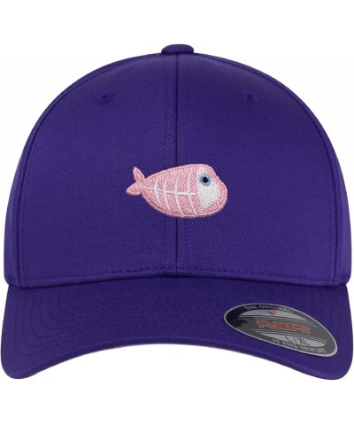 Flexfit Fishbone Embroidered Baseball Cap Pink Bone Purple $15.39 Baseball Caps