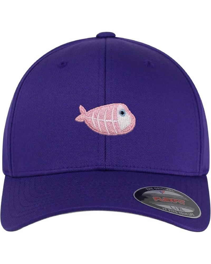 Flexfit Fishbone Embroidered Baseball Cap Pink Bone Purple $15.39 Baseball Caps