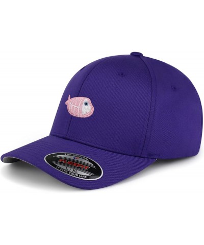 Flexfit Fishbone Embroidered Baseball Cap Pink Bone Purple $15.39 Baseball Caps